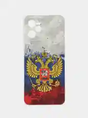 Синий силиконовый чехол на Realme C35 / Реалми С35 прозрачный, с рисунком, защита камеры