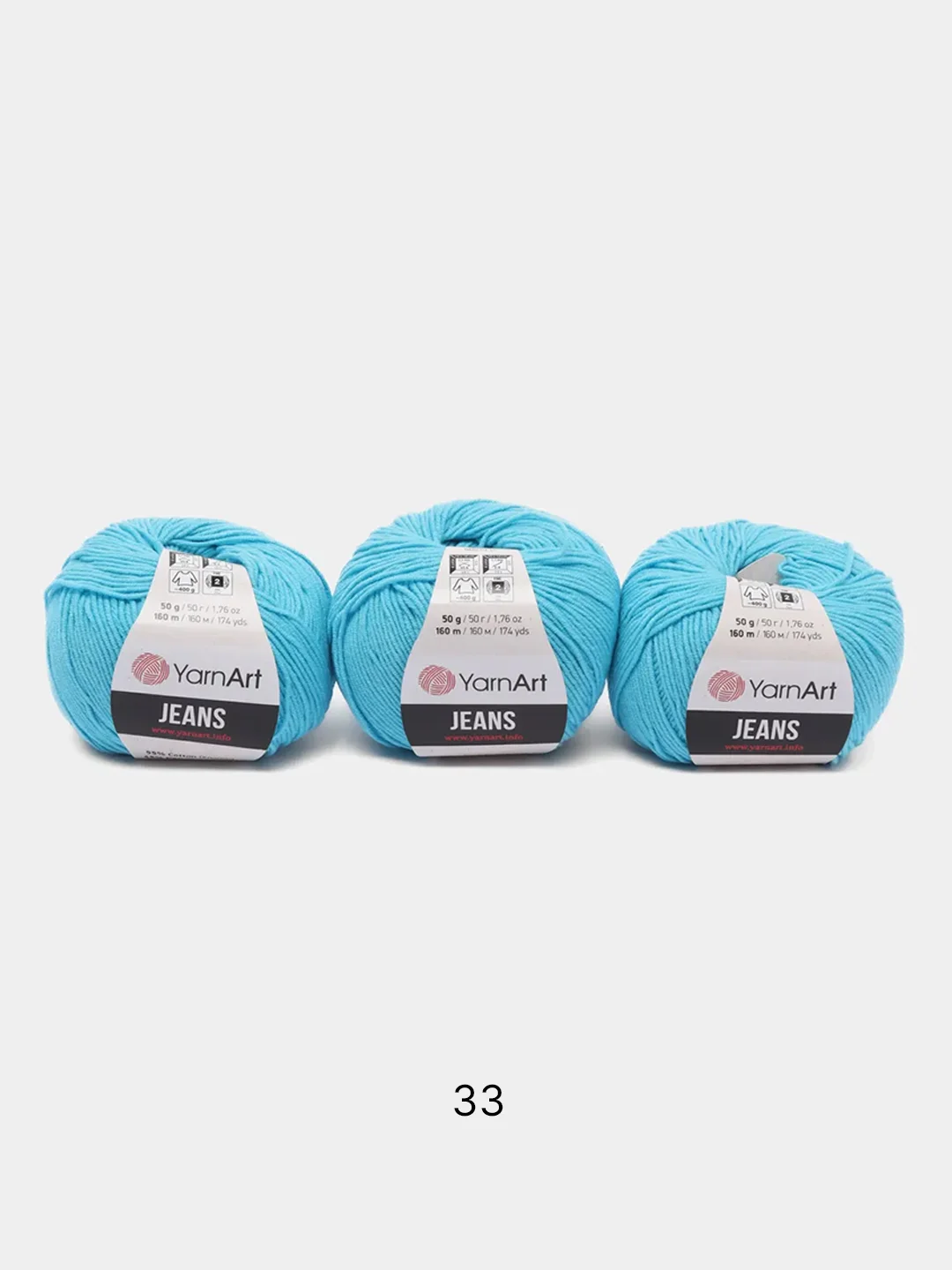 Бирюзовый пряжа YarnArt Jeans комплект 3штуки 5штук (ч2) 55% Хлопок 45% Акрил 50г 160м Ярн Арт Джинс