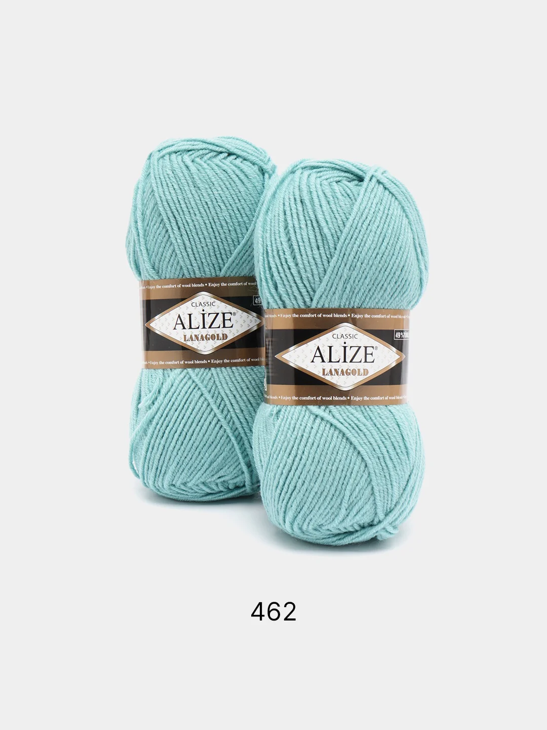 Мятный пряжа Alize Lanagold, комплект 2 штуки, 3 штуки, 49% шерсть, 51% акрил, 100 г, 240 м,Ч1