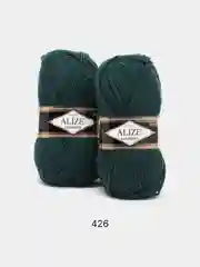 Тёмно-зелёный пряжа Alize Lanagold, комплект 2 штуки, 3 штуки, 49% шерсть, 51% акрил, 100 г, 240 м,Ч1