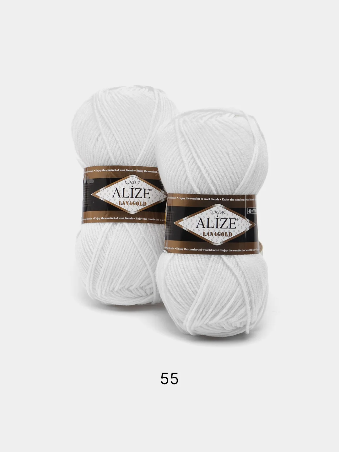 Белый пряжа Alize Lanagold, комплект 2 штуки, 3 штуки, 49% шерсть, 51% акрил, 100 г, 240 м,Ч1