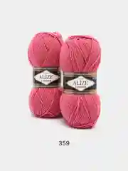 Фуксия пряжа Alize Lanagold, комплект 2 штуки, 3 штуки, 49% шерсть, 51% акрил, 100 г, 240 м,Ч1