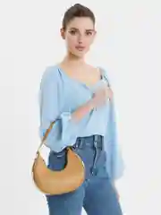 Бежевый сумка на плечо бохо  полумесяц  SHARMIN