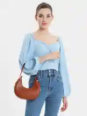 Коричневый сумка на плечо бохо  полумесяц  SHARMIN
