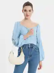 Белый сумка на плечо бохо  полумесяц  SHARMIN
