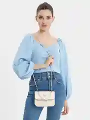 Молочный сумка женская, через плечо, из экокожи