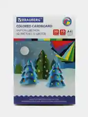 Картон цветной формата А4 для творчества немелованный 10 цветов, Brauberg 113559