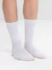 Носки мужские, высокие, белые, однотонные