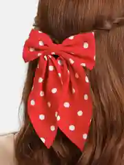 Алый бант в горошек, заколка