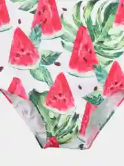 Молочный купальник детский для девочек Ананасы / Арбузы / Цветы