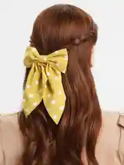 Золотой бант в горошек, заколка