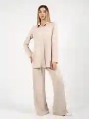 Бежевый костюм женский, брючный