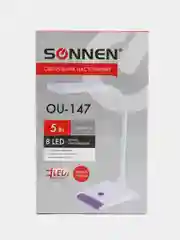 Настольная лампа светильник SONNEN OU-147, подставка, светодиодная, 5 Вт, белый/фиолетовый