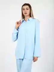 Небесно-голубой костюм женский, брючный