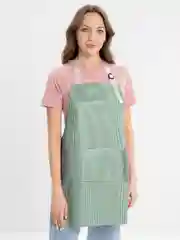Зеленый фартук кухонный, кармашком