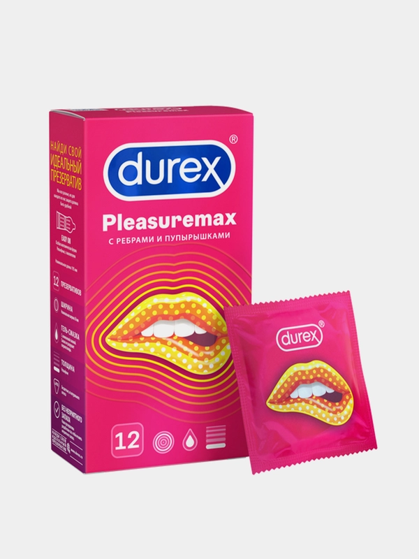 Презервативы Durex Pleasuremax рельефные с ребрами и пупырышками 12 шт.