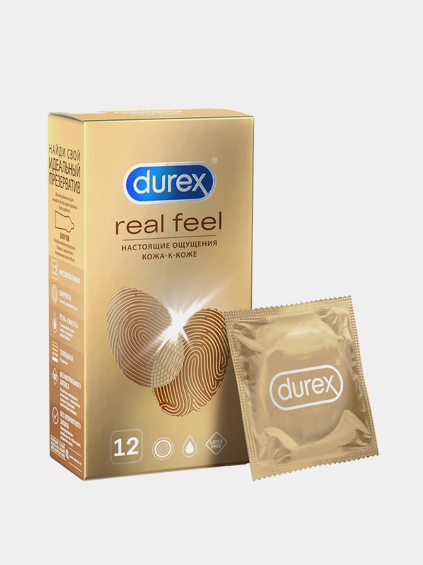 Презервативы Durex Real Feel для естественных ощущений, безлатексные 12 шт.