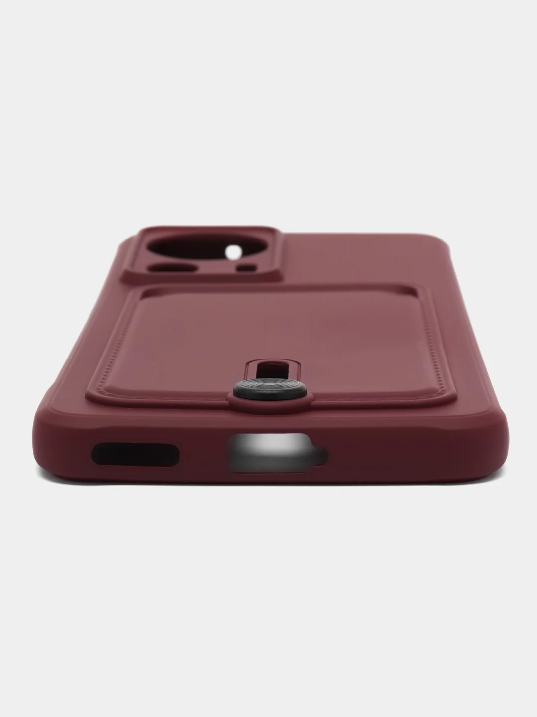 Бордовый чехол для Xiaomi 13 Lite / Сяоми 13 Лайт, силиконовый, с карманом для карты