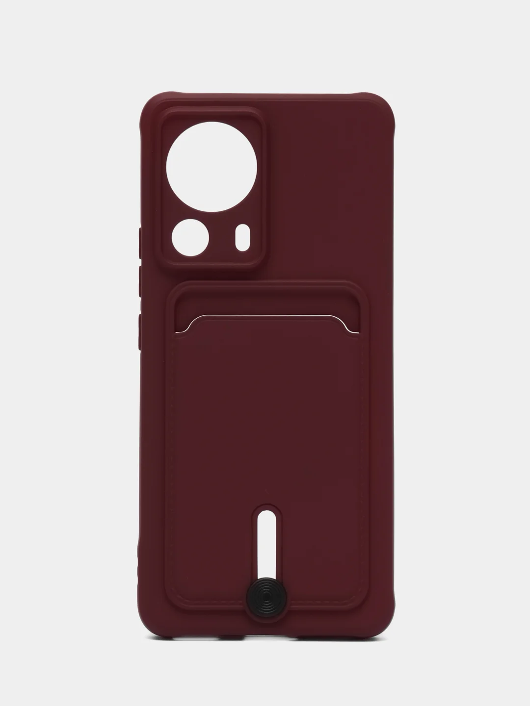 Бордовый чехол для Xiaomi 13 Lite / Сяоми 13 Лайт, силиконовый, с карманом для карты