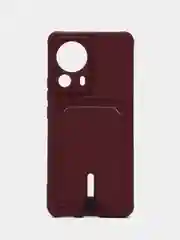 Бордовый чехол для Xiaomi 13 Lite / Сяоми 13 Лайт, силиконовый, с карманом для карты