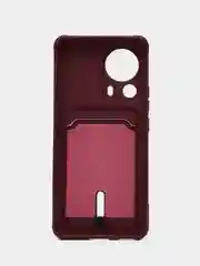 Бордовый чехол для Xiaomi 13 Lite / Сяоми 13 Лайт, силиконовый, с карманом для карты