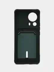 Тёмно-зелёный чехол для Xiaomi 13 Lite / Сяоми 13 Лайт, силиконовый, с карманом для карты