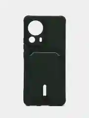 Тёмно-зелёный чехол для Xiaomi 13 Lite / Сяоми 13 Лайт, силиконовый, с карманом для карты