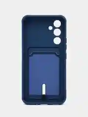 Темно-синий чехол для Samsung Galaxy A54 5G, Самсунг Галакси А54 5Г, силиконовый, с карманом для карты