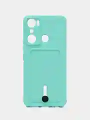 Бирюзовый чехол для Infinix Hot 20i / Инфиникс Хот 20Ай, силиконовый, с карманом для карты