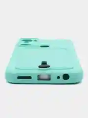 Бирюзовый чехол для Infinix Hot 20i / Инфиникс Хот 20Ай, силиконовый, с карманом для карты