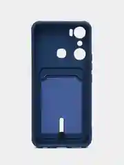 Синий чехол для Infinix Hot 20i / Инфиникс Хот 20Ай, силиконовый, с карманом для карты