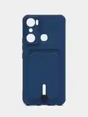 Синий чехол для Infinix Hot 20i / Инфиникс Хот 20Ай, силиконовый, с карманом для карты
