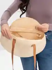 Молочный сумка женская соломенная, летняя