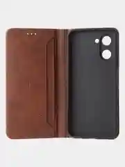 Коричневый чехол-книжка GQ для Realme C33 (4G) из высококачественной искусственной кожи