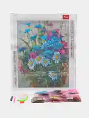 Алмазная мозаика картина вышивка из страз 30*40см, "Васильки и ромашки", 662573