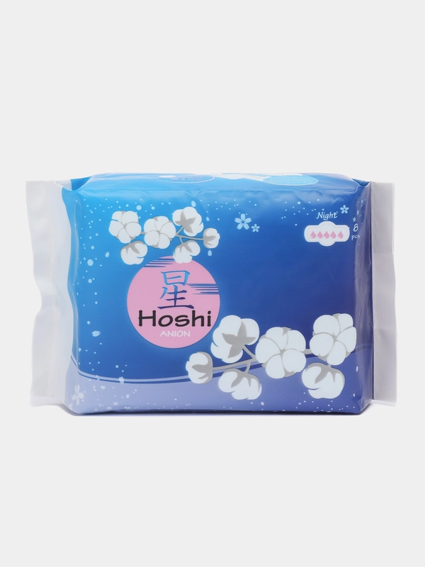 Прокладки гигиенические Hoshi Anion Night Use, ночные, 290 мм, 8 штук