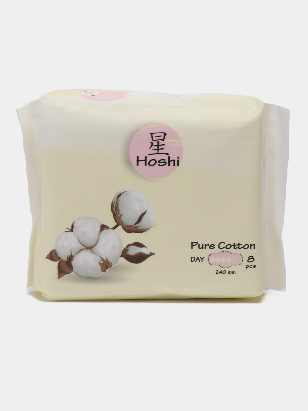 Прокладки гигиенические Hoshi Pure Cotton Day Use, дневные, 240 мм, 8 штук