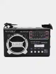 Черный радио с фонарем и mp3 плеером WAXIBA XB-322 AM/FM, USB, SD радиоприемник