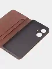 Коричневый чехол-книжка GQ для Realme C55 из высококачественной искусственной кожи