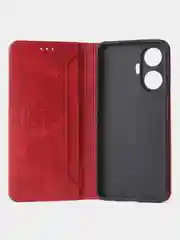 Красный чехол-книжка GQ для Realme C55 из высококачественной искусственной кожи