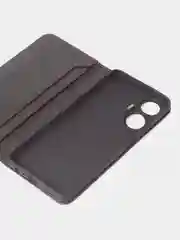 Черный чехол-книжка GQ для Realme C55 из высококачественной искусственной кожи