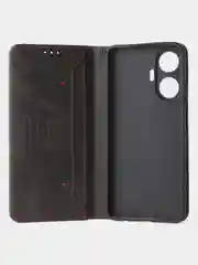 Черный чехол-книжка GQ для Realme C55 из высококачественной искусственной кожи