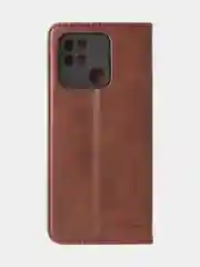 Коричневый чехол-книжка GQ для Redmi 10C / Poco C40 из высококачественной искусственной кожи