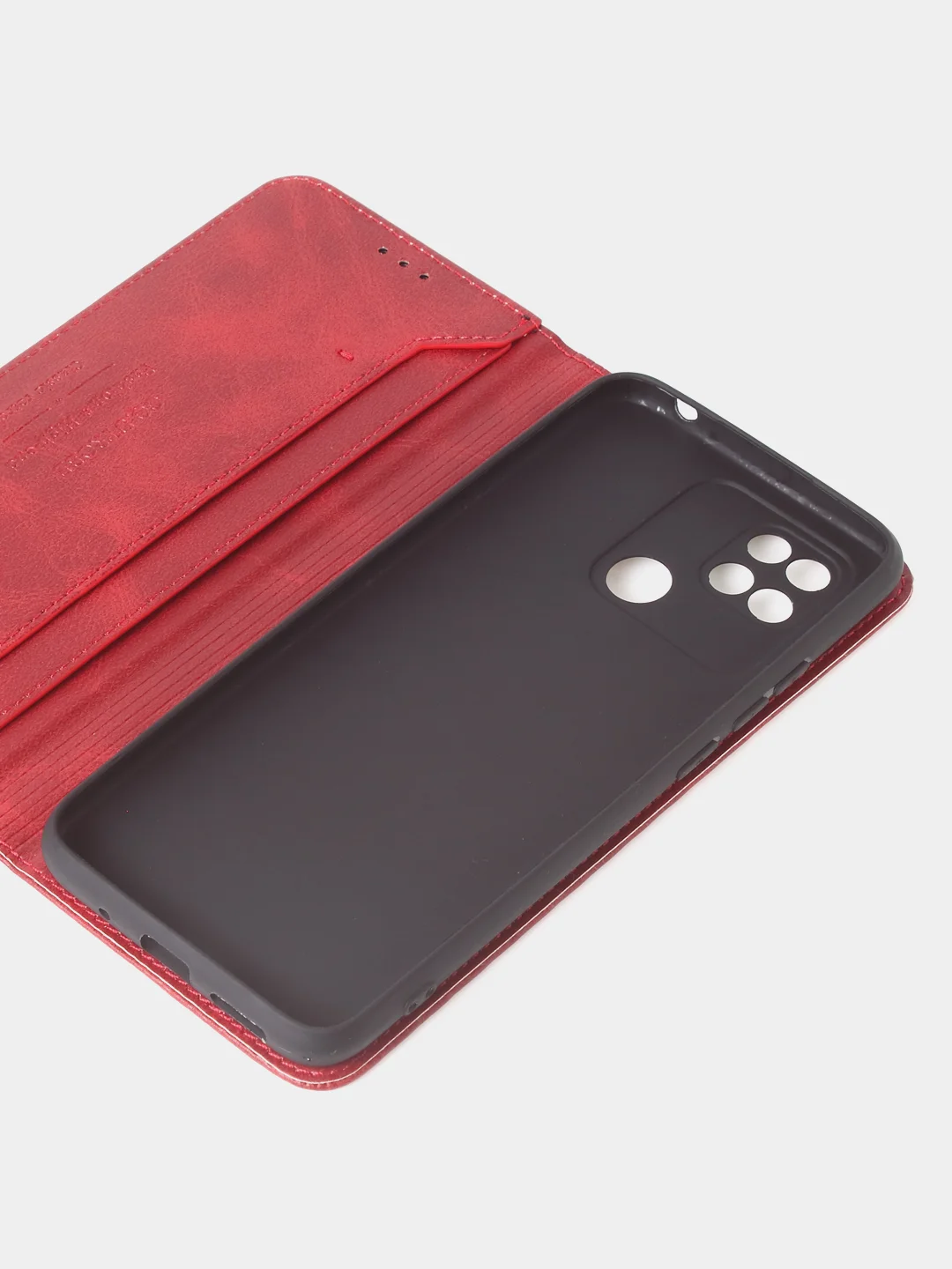 Красный чехол-книжка GQ для Redmi 10C / Poco C40 из высококачественной искусственной кожи