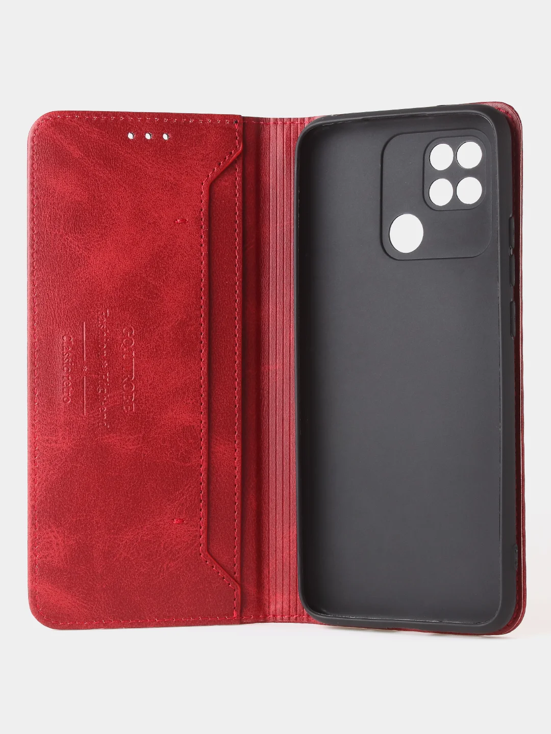 Красный чехол-книжка GQ для Redmi 10C / Poco C40 из высококачественной искусственной кожи