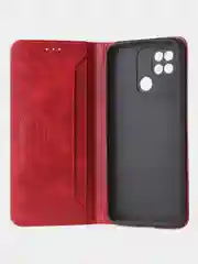 Красный чехол-книжка GQ для Redmi 10C / Poco C40 из высококачественной искусственной кожи