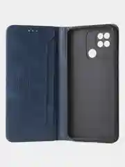 Синий чехол-книжка GQ для Redmi 10C / Poco C40 из высококачественной искусственной кожи