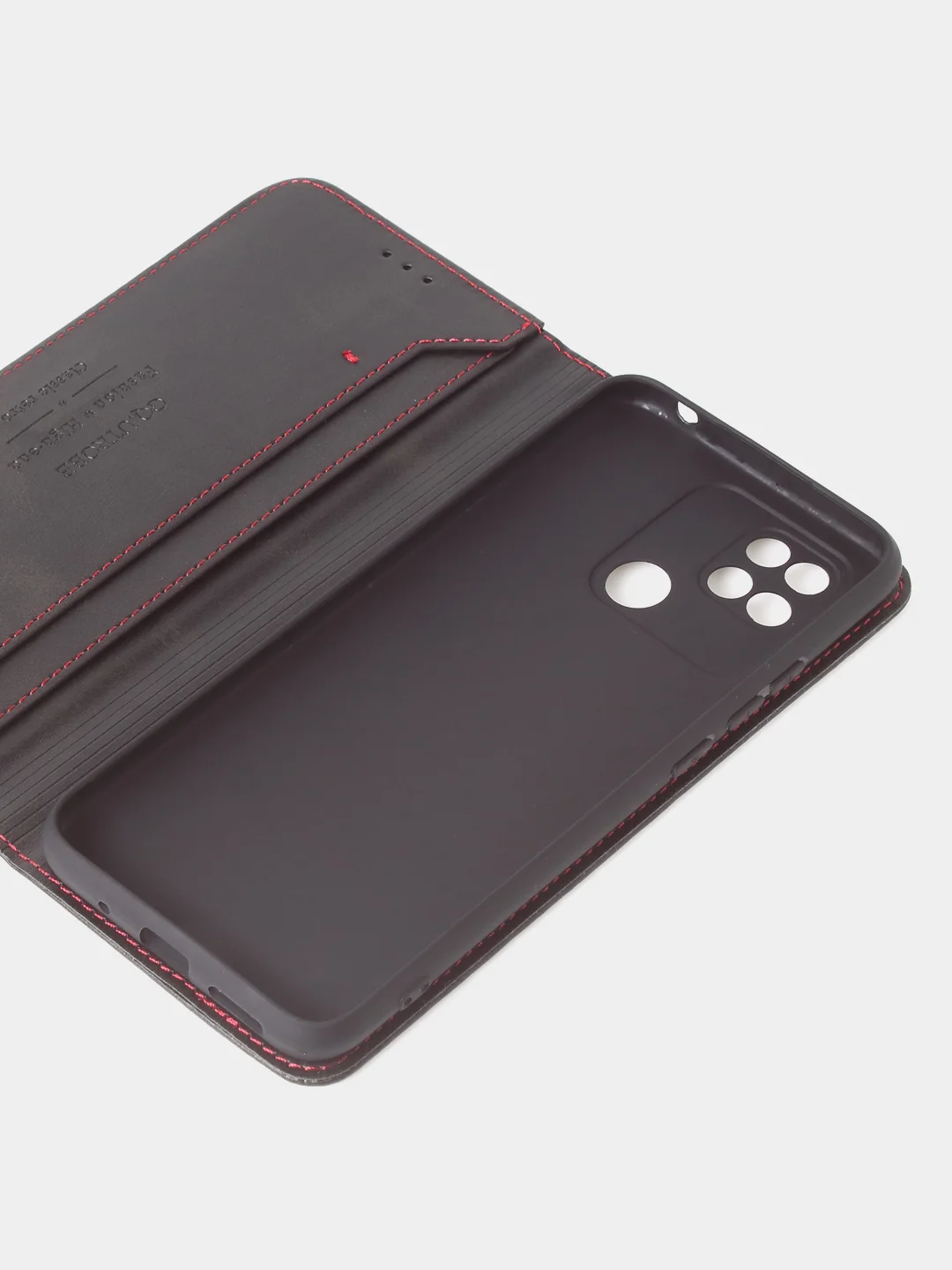 Черный чехол-книжка GQ для Redmi 10C / Poco C40 из высококачественной искусственной кожи