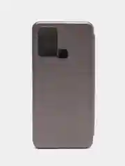 Серебряный чехол-книжка для Infinix Smart 6 Plus, Инфиникс Смарт 6 Плюс
