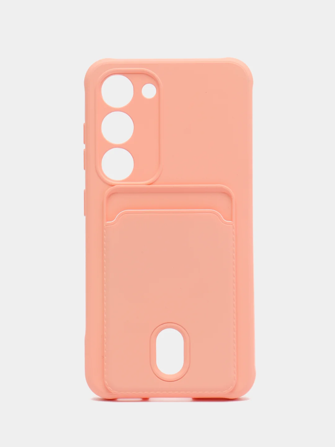Коралловый чехол для Samsung Galaxy S23 (Самсунг Галакси С23) силиконовый, с карманом для карты